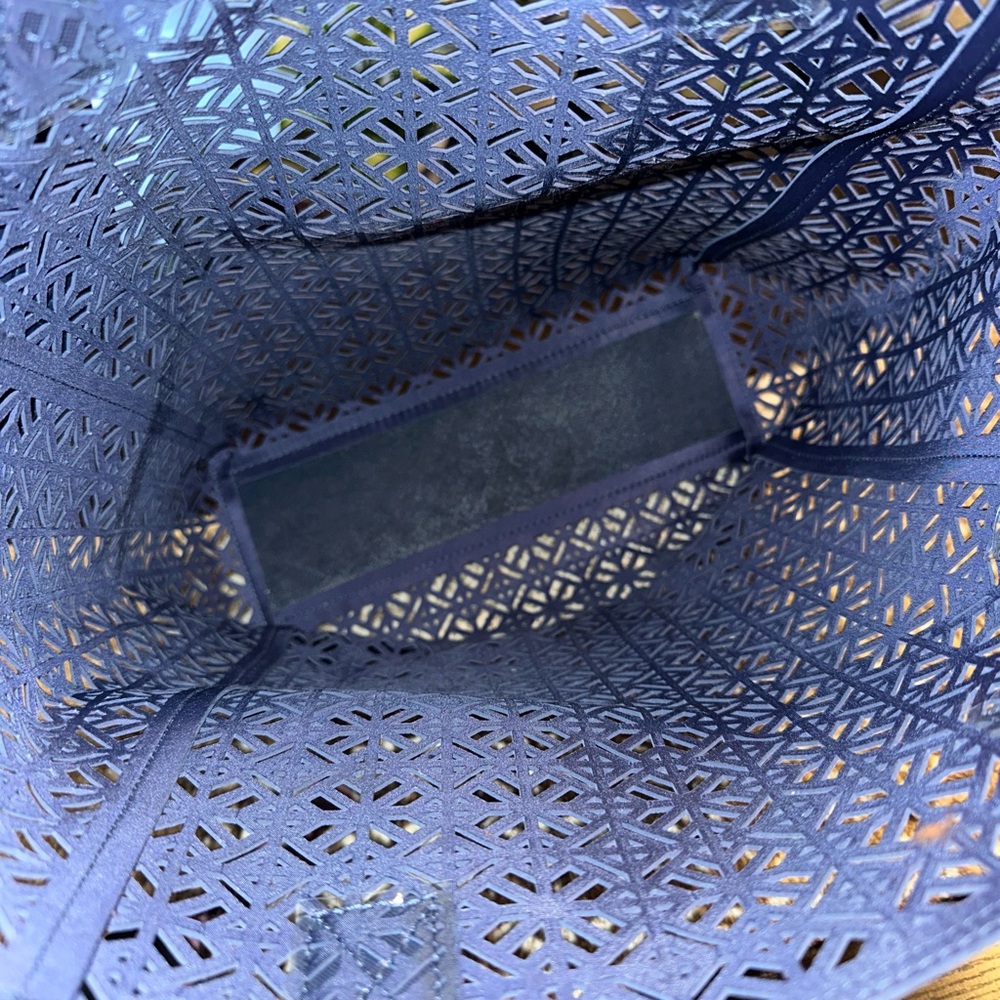 Tory Burch Navy Laser-Cut Tote - Picture 12 of 13